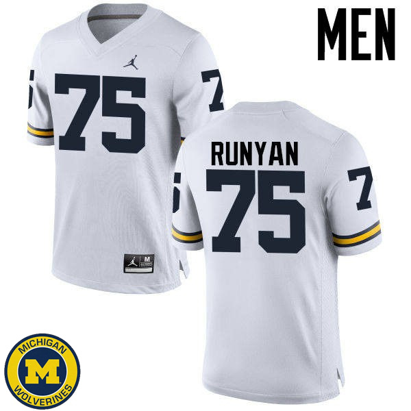 Men University of Michigan #75 Jon Runyan White College Game Jersey